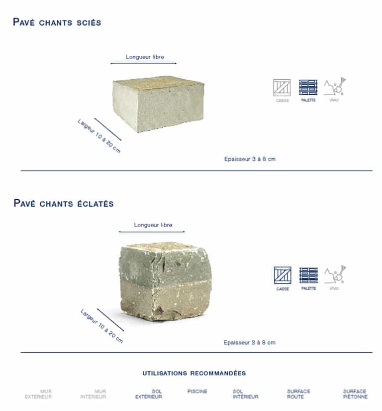 Nos carrières de Montdardier vous proposent deux types de pavés en pierre